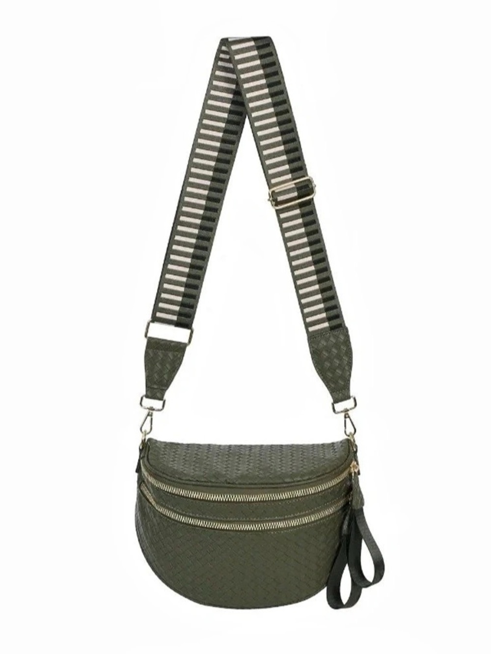 Woven Crossbody Bag in Olive nwt